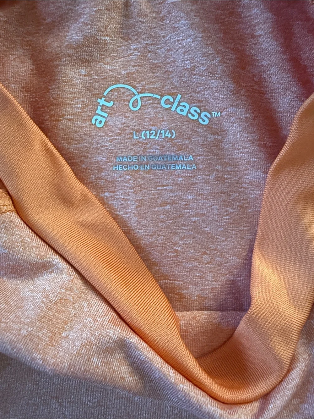 art class Orange Long-Sleeve Kids Swim Top with White Wave Logo